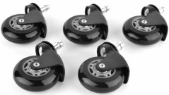 Kolečko Premium design černé, pogumované, průměr 65 mm, čep 11 mm
