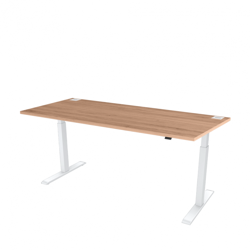 Výškově nastavitelný kancelářský stůl s deskou jantarový dub OFYS (rozměr 80 x 120 cm) - Barva podnože: Šedá