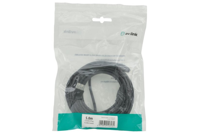 AV:link kábel USB 2.0, 1x typ A samec - 1x typ A samica, 5m