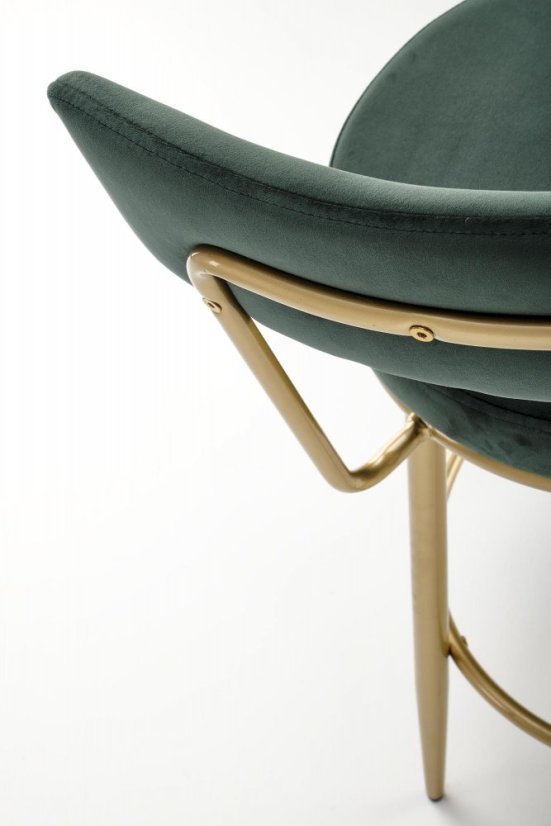 Barová stolička- H115- Tmavo zelená/ Zlatá