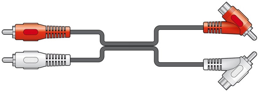 AV:link kábel 2x RCA samec - 2x zlučovací RCA samec, 1.8m