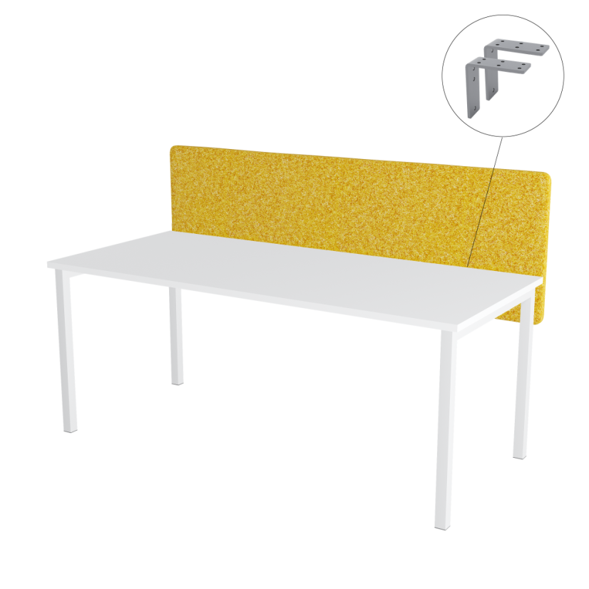 Paraván na stůl žlutý OFYS (140x65 cm) 80% vlna - Uchycení paravánu: Pevné přišroubování - bílá barva